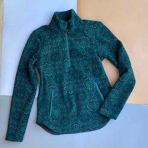 Sherpa Teal Patterned Half Zip Pullover